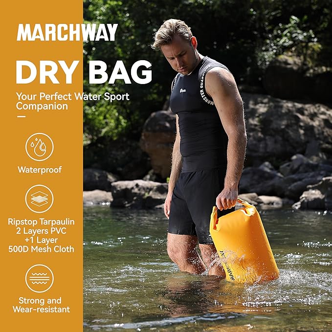 MARCHWAY Floating Waterproof Dry Bag Backpack 5L/10L/20L/30L/40L, Roll Top Sack Keeps Gear Dry for Kayaking, Rafting, Boating, Swimming, Camping, Hiking, Beach, Fishing