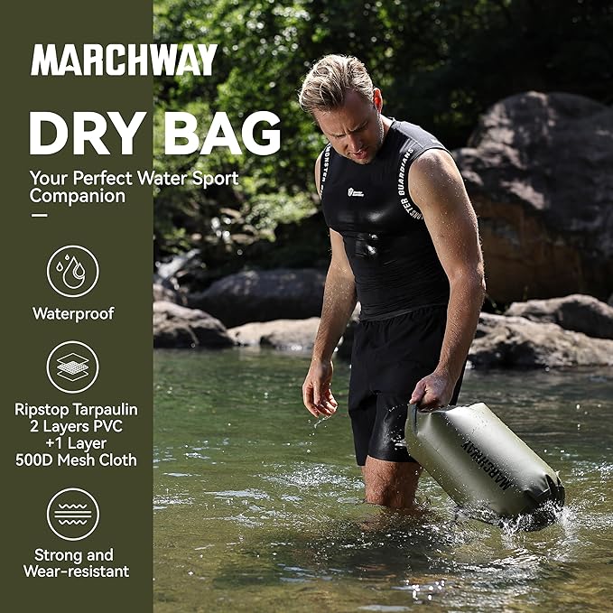 MARCHWAY Floating Waterproof Dry Bag Backpack 5L/10L/20L/30L/40L, Roll Top Sack Keeps Gear Dry for Kayaking, Rafting, Boating, Swimming, Camping, Hiking, Beach, Fishing