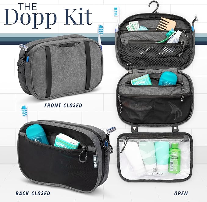 Toiletry Bag Kit Set: Hanging Travel Toiletry Bag + 311 TSA Cosmetic Liquid Bag + Ultralight Accessory Organizer Pouch