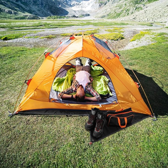 REDCAMP 2 Person Ultralight Tent Footprint with Extra Vestibule Storage Cloth, PU 2000 Waterproof Camping Tent Tarp with Carrying Bag to Elevate Your Camping, Hiking, Backpacking, Hammock Experience