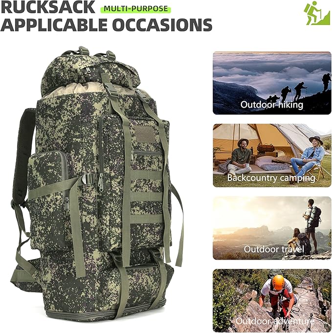 100L Hiking Camping Backpack Tactical Backpack for Men Large Survival Hunting Waterproof Backpack Molle Rucksack Military Camping Backpacking Daypack
