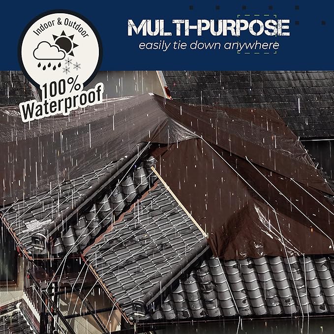 Tent Footprints Tarp Cover Brown/Silver Heavy Duty Thick Material Water Proof Tear Proof UV Resistant Reinforced Edges for Camping Boat Tent RV or Pool Cover Tent Footprints 20x30