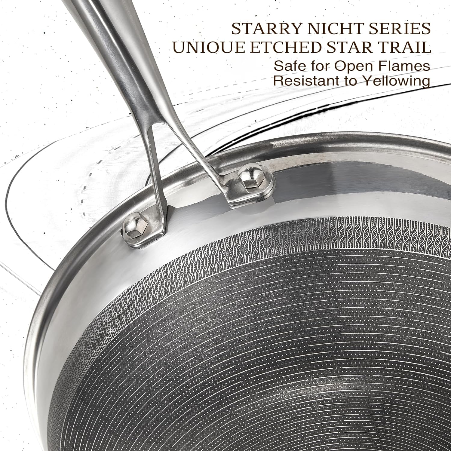 KITEXPERT Non Stick Wok Pan with Lid,12" Titanium Ceramic Pan Nonstick Stainless Steel Stir-fry Pans, PFAS PFOA & PTFE Free, Quick-Cool Handle, Dishwasher & Oven Safe, Compatible with All Cooktops