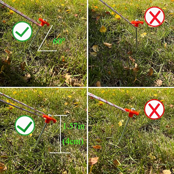 20 Pcs Tent Stakes Heavy Duty Ground Stake for Camping, 10 Inch Galvanized Non-Rust Metal Tent Pegs Tent Spikes Yard Stakes for Outdoor Canopy Garden Hiking -Orange