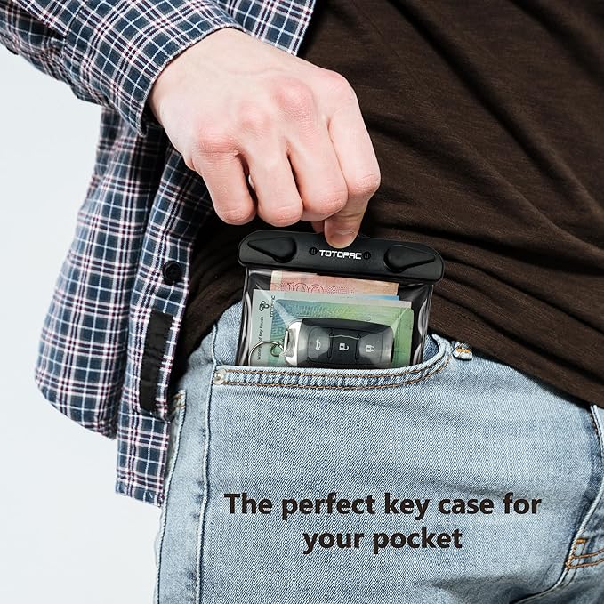 2Pack Waterproof Car Key FOB Case Floating Wallet Pouch for Remote Keys ID Credit Card Cash Money Submersible Dry Bag Holder (2, Black + Transparent)