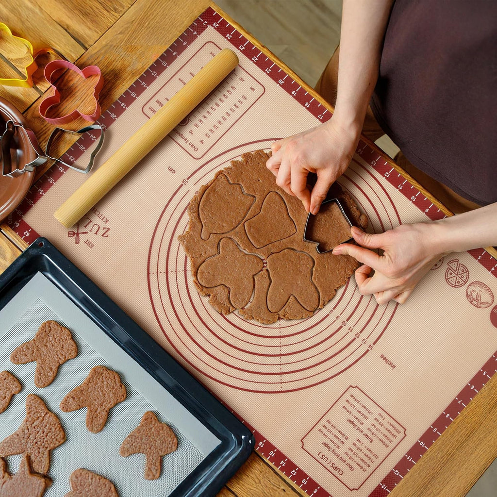 Zulay Kitchen Silicone Baking Mat Sheet - Reusable Silicone Baking Sheet - Easy & Convenient Nonstick Baking Supplies - Mats for Baking - Oven Safe - 16.5"x11.6" (Light Red)