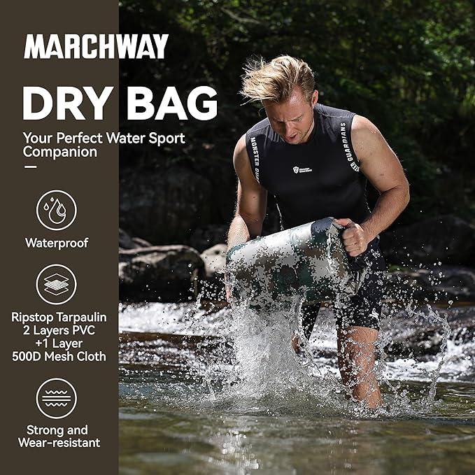 MARCHWAY Floating Waterproof Dry Bag Backpack 5L/10L/20L/30L/40L, Roll Top Sack Keeps Gear Dry for Kayaking, Rafting, Boating, Swimming, Camping, Hiking, Beach, Fishing