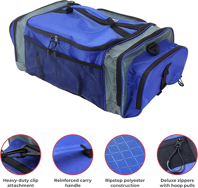 OSAGE RIVER Large Waterproof Fishing Tackle Bag with Padded Shoulder Strap, Ripstop Soft Sided Bag with Fishing Pliers Holder