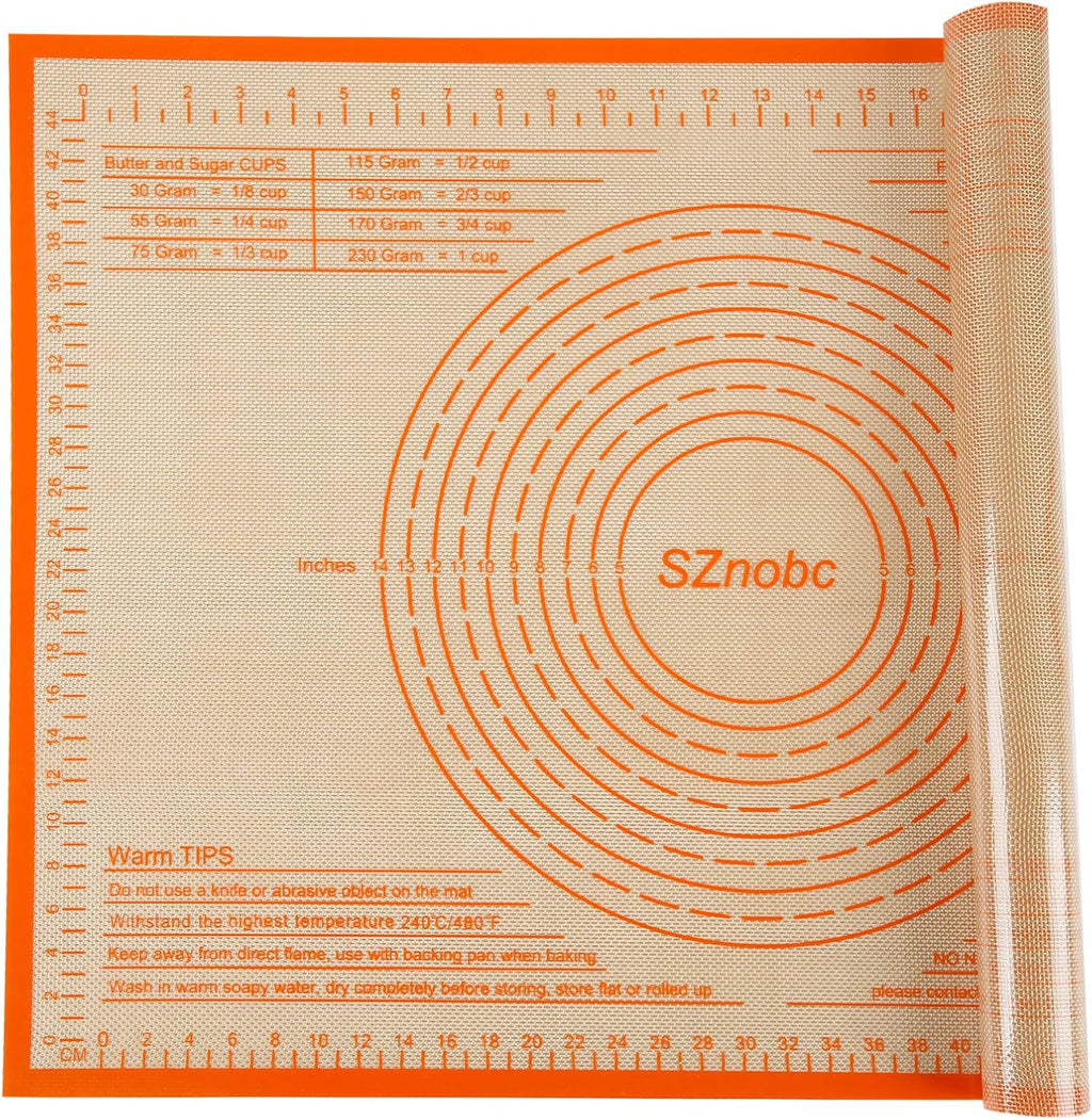 Non-slip Silicone Pastry Mat 28X20 inches Baking Mat with Measurement, Perfect for Dough, Pastry, Pie Crust, Fondant, Cookies, Bread, Pasta, Pizza, Food Grade Kitchen Counter Mats