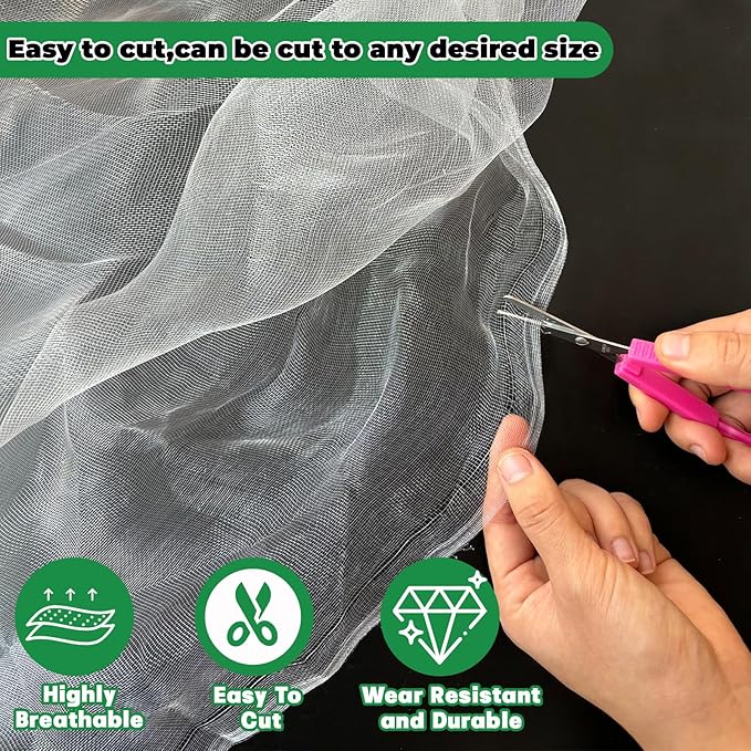 10x50FT Mosquito Netting,Garden Mesh Ultra Fine Plant Netting Barrier for Garden Protection,Mosquito Mesh Screen for Protect Vegetables Fruits from Birds Bugs