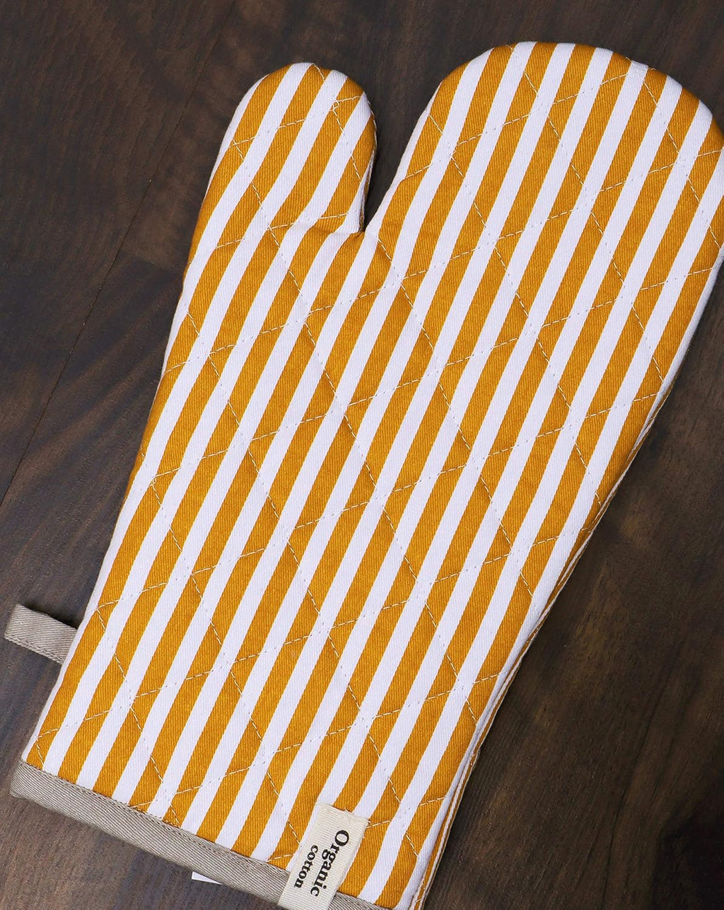 AMOUR INFINI Cotton Oven Mitts Set of 1 with Hanging Loop Non-Slip, Heat Resistant, Reusable Oven Mitt for Baking Cooking Kitchen Oven Gloves (Yellow)