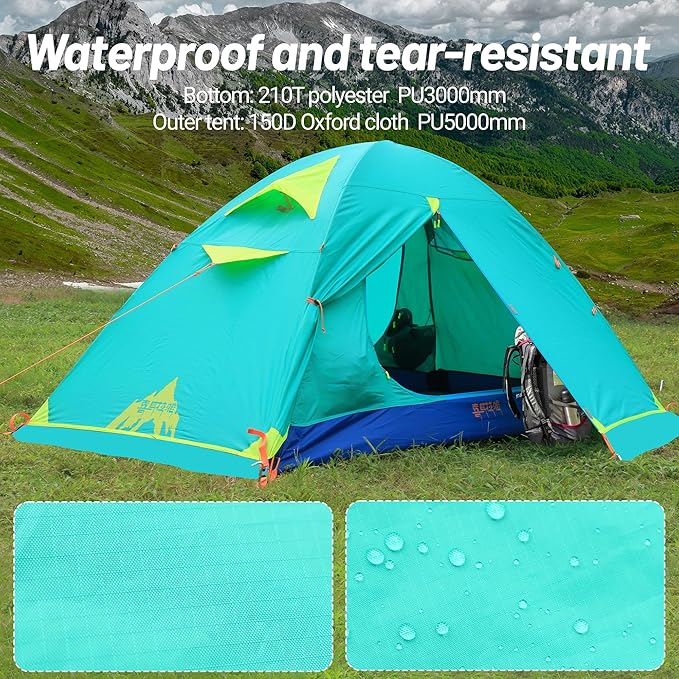 Himalaya 1/2 Person Camping Tent, 4 Season Tent Backpacking Winter Tent Waterproof Windproof Lightweight Portable PU5000 for Outdoor Camping Cold Weather Hiking Mountaineering