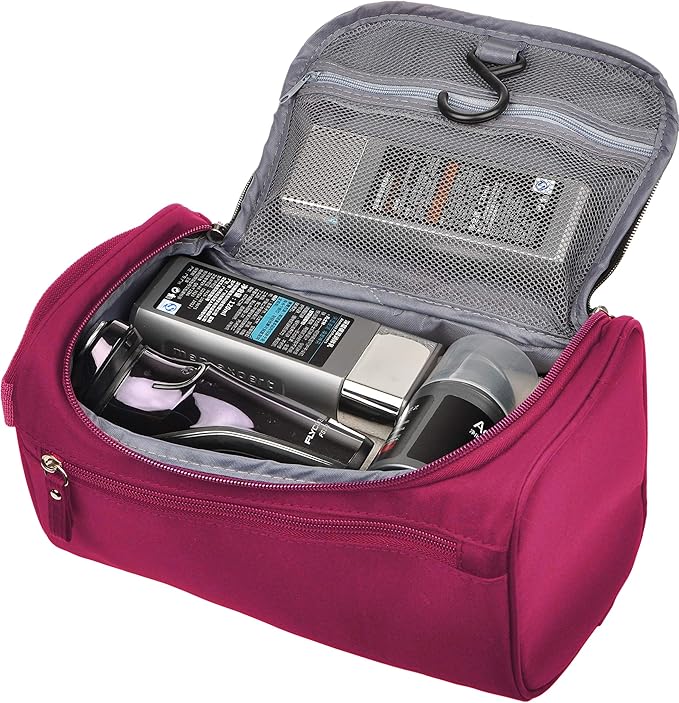 Vercord Mens Toiletry Bag Wash Travel Small Shaving Dop Kit Shower Bathroom Ditty Hygiene Bag Burgundy