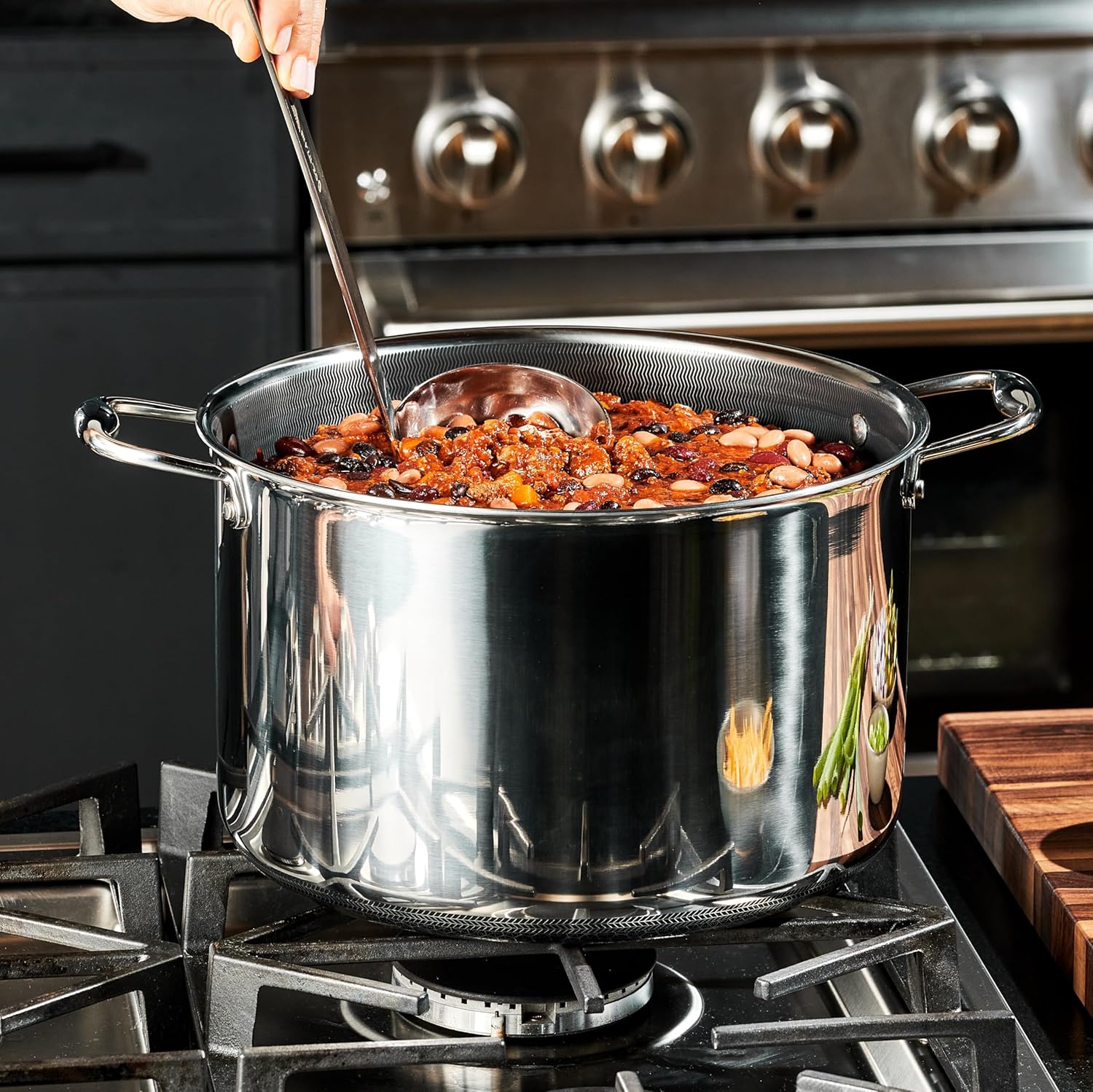 HexClad Hybrid Nonstick 10-Quart Stockpot with Tempered Glass Lid, Stay-Cool Handles, Dishwasher-Friendly, Oven-Safe Up to 900°F, Induction Ready, Compatible with All Cooktops