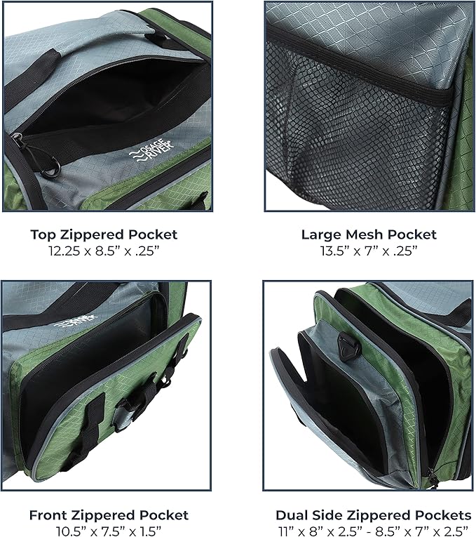 OSAGE RIVER Large Waterproof Fishing Tackle Bag with Padded Shoulder Strap, Ripstop Soft Sided Bag with Fishing Pliers Holder