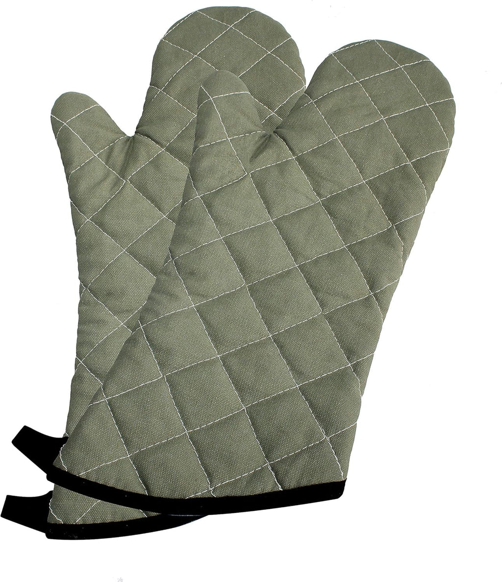 ARCLIBER Oven Mitts Heat Fire Resistant Oven Mitts 425 ° F, Quilted Terry Cloth Cotton Soft Lining Oven Gloves, Extra Long Kitchen Mittens for Cooking Baking