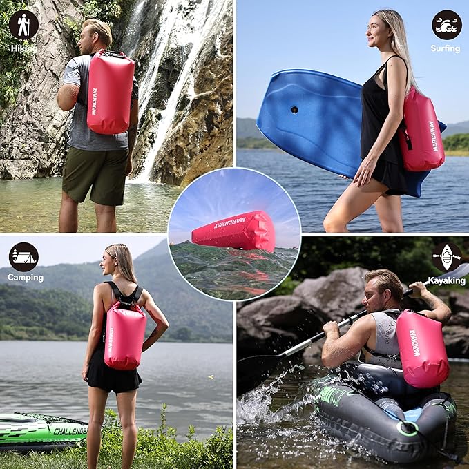 MARCHWAY Floating Waterproof Dry Bag Backpack 5L/10L/20L/30L/40L, Roll Top Sack Keeps Gear Dry for Kayaking, Rafting, Boating, Swimming, Camping, Hiking, Beach, Fishing