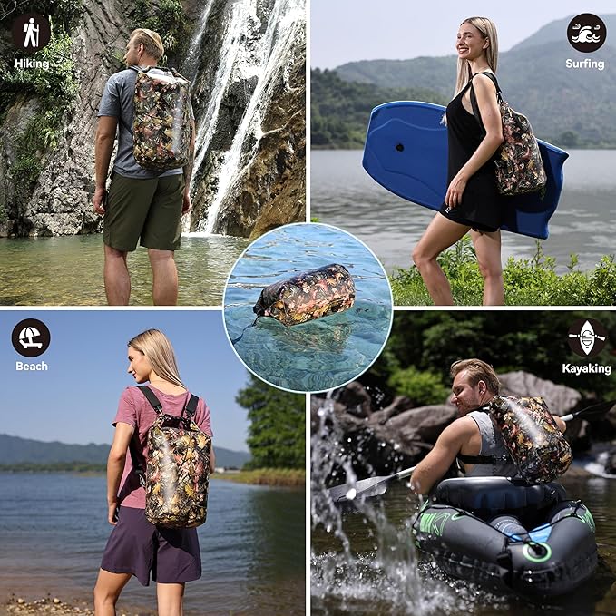 MARCHWAY Floating Waterproof Dry Bag Backpack 5L/10L/20L/30L/40L, Roll Top Sack Keeps Gear Dry for Kayaking, Rafting, Boating, Swimming, Camping, Hiking, Beach, Fishing