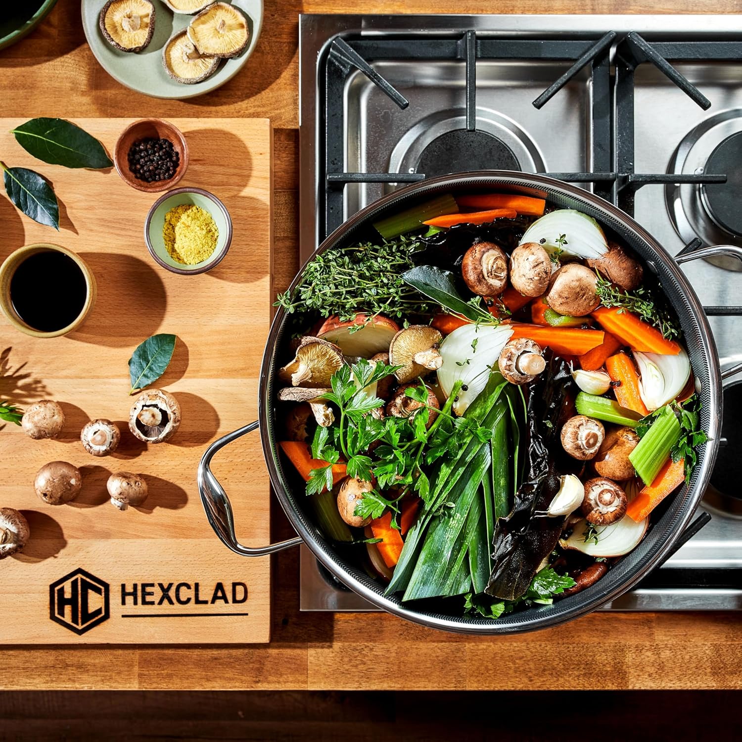 HexClad Hybrid Nonstick 12-Quart Stockpot with Tempered Glass Lid, Stay-Cool Handles, Dishwasher-Friendly, Oven-Safe Up to 900°F, Induction Ready, Compatible with All Cooktops
