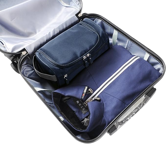 Vercord Mens Toiletry Bag Wash Travel Small Shaving Dop Kit Shower Bathroom Ditty Hygiene Bag Navy Blue