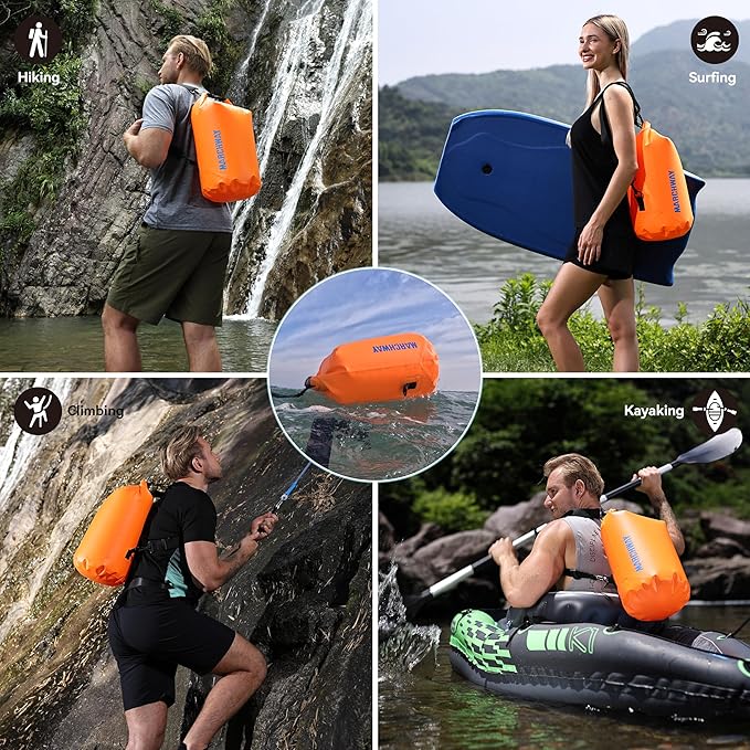 MARCHWAY Floating Waterproof Dry Bag Backpack 5L/10L/20L/30L/40L, Roll Top Sack Keeps Gear Dry for Kayaking, Rafting, Boating, Swimming, Camping, Hiking, Beach, Fishing