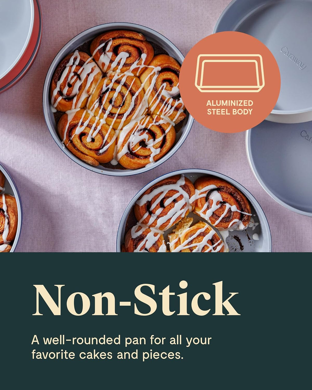 Caraway Non-Stick Ceramic 9” Circle Pans - Naturally Slick Ceramic Coating - Non-Toxic, PTFE & PFOA Free - Perfect for Birthday Cakes, Tartes, & More - White