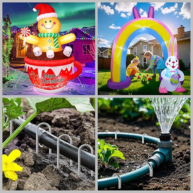 VVOKGO Rebar-Stakes-12-Inch Galvanized Ground Spikes,50 Pack J Hook Tent Stakes Heavy Duty Anti-Rust Fence Anchors with Chisel Point End, Securing Pins, Soccer Goals, Camping Tents, Garden Decoration