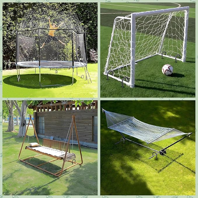 VVOKGO 12 Inches Trampoline Stakes Anchors High Wind Heavy Duty, 8pcs U Shaped Ground Rebar Metal Tent Galvanized Steel Stakes Tie Down Anchor Kit for Camping Tents, Soccer Net, Swing Set Black