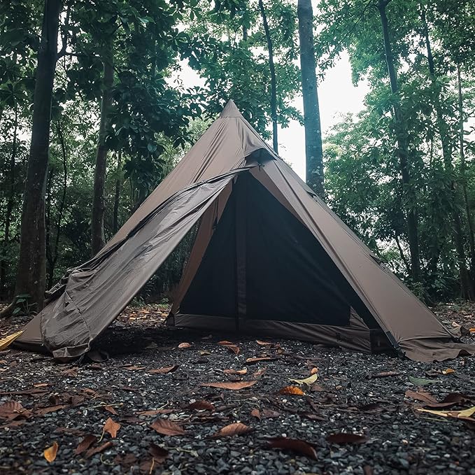 OneTigris Rock Fortress Hot Tent with Stove Jack, 4 Season, 4-6 Person Tipi for Camping, Backpacking, Hunting, Fishing - Waterproof, Wind-Proof