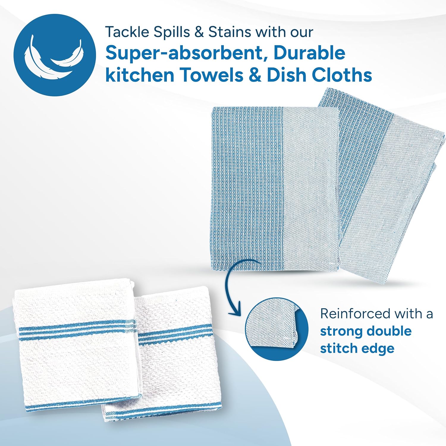 Casa Platino Silicone Oven Mitts Set, 8-Piece – 500°F Heat Resistant Mini Oven Mitt Set, Potholders for Kitchens, 2 Kitchen Towels & 2 Dish Cloths – Durable, Non-Slip & Machine Washable – Cornflower