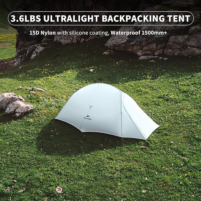 Naturehike Cloud-Up 2 Person Tent Lightweight Backpacking Tent with Footprint - Free Standing Ultralight Camping Hiking Backpack Tents Two Person Tent