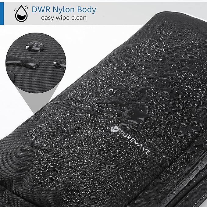 Purevave Compact Mens Toiletry Travel Bag Hanging, Mens Dopp Kit for Travel Waterproof, Wash Pouch Black