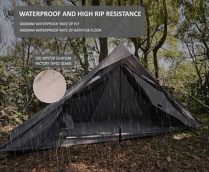 Altair One Ultralight Trekking Pole Backpacking Tent, Waterproof SIL Nylon, Double Wall, 3 Season, 1 Person Shelter for Backpacking, Hiking, Camping, Trekking, Bushcraft