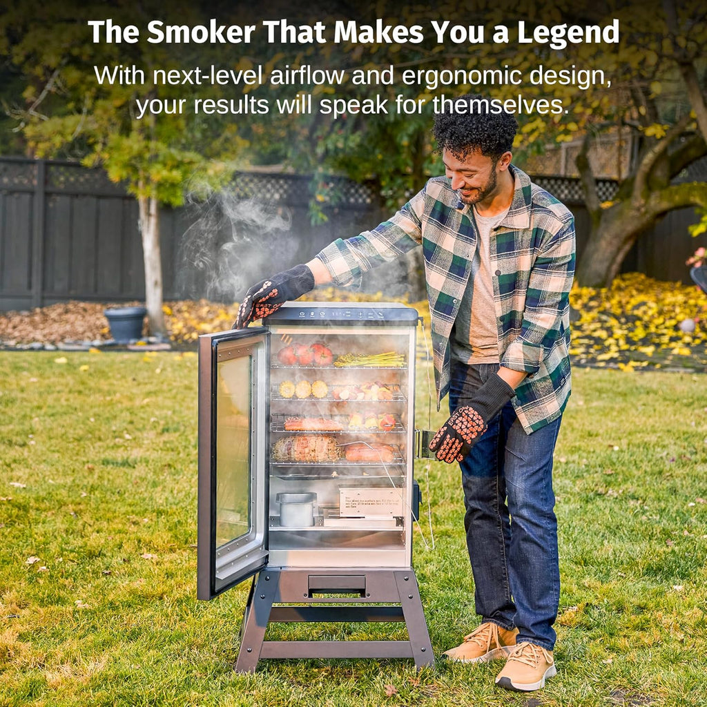 EAST OAK Ridgewood Pro 30" Electric Smoker | Built-in Meat Probe & Elevated Stand for Outdoors | Up to 6× Longer Smokes, Adjustable Side Chip Loader | Smoke More with 725 sq in Cooking Area