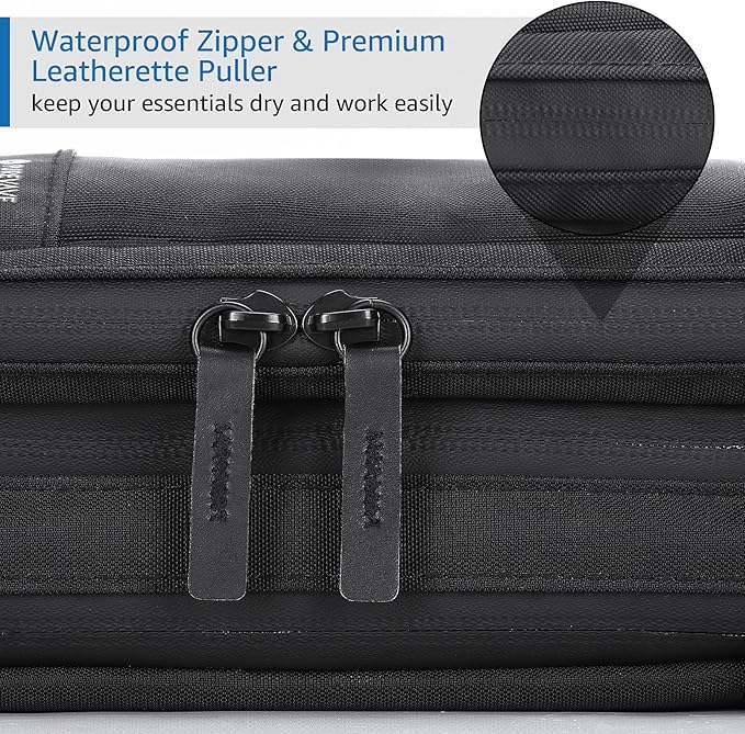 Purevave Compact Mens Toiletry Travel Bag Hanging, Mens Dopp Kit for Travel Waterproof, Wash Pouch Black