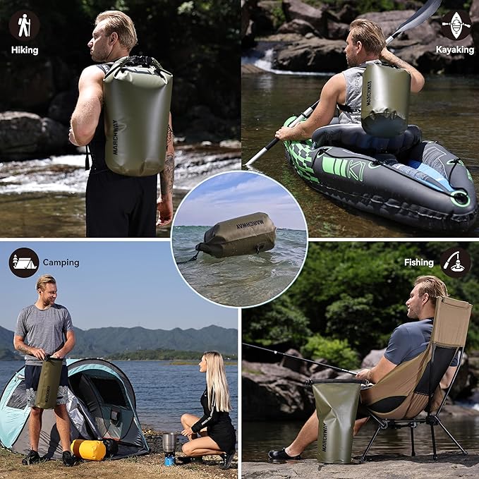 MARCHWAY Floating Waterproof Dry Bag Backpack 5L/10L/20L/30L/40L, Roll Top Sack Keeps Gear Dry for Kayaking, Rafting, Boating, Swimming, Camping, Hiking, Beach, Fishing