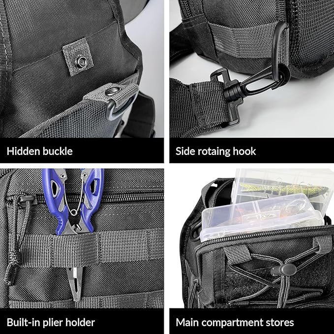 Fishing Backpack Tackle Storage Bag With Rod Holder - Sling Gear Storage