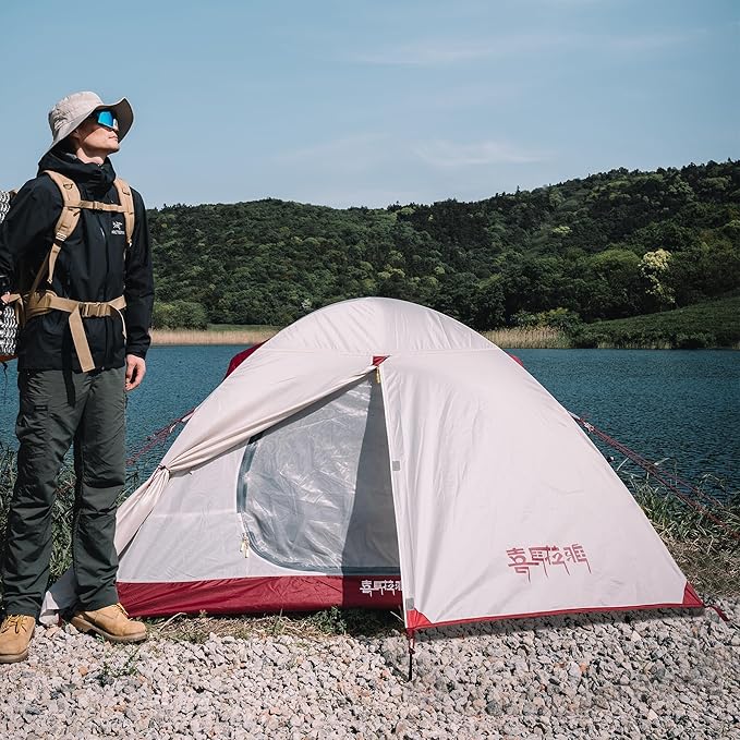 Himalaya 1/2 Person Camping Tent, 4 Season Tent Backpacking Winter Tent Waterproof Windproof Lightweight Portable PU5000 for Outdoor Camping Cold Weather Hiking Mountaineering