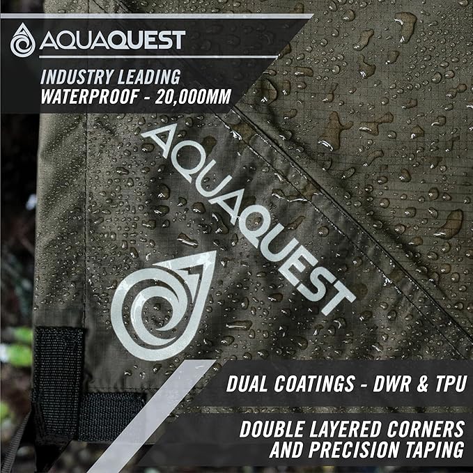 AquaQuest Defender Camping Tarp - Heavy Duty Tent Shelter or Rain Fly - Waterproof Camping Essentials for Hiking, Bushcraft & Hammock
