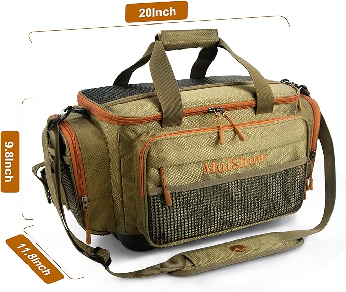 Fishing Tackle Box Bag - Fishing Bags for Saltwater or Freshwater (#Khaki) Fishing Tackle Bags - Padded Shoulder Strap - Tackle Bag for 3600 3700 Tackle Box