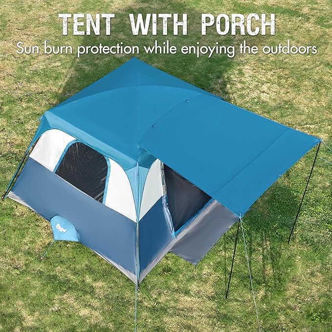 PORTAL 6 | 8 | 10 Person Family Camping Tent with Porch, Big Family Camping Tent with Tall Height, Good Ventilation, Water Resitant Large Tent for Outdoor Camping, Backyard