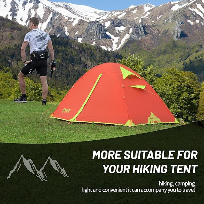 Himalaya 1/2 Person Camping Tent, 4 Season Tent Backpacking Winter Tent Waterproof Windproof Lightweight Portable PU5000 for Outdoor Camping Cold Weather Hiking Mountaineering