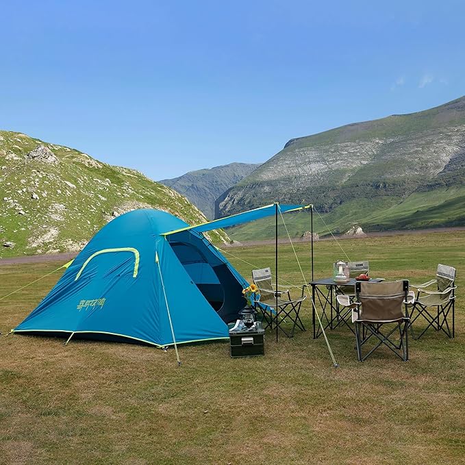 Himalaya 4 Person Camping Tent, Backpacking Tent Waterproof Windproof Lightweight Portable Easy Setup Double Layer for Outdoor Camping Hiking Mountaineering Travel