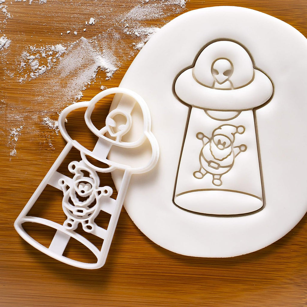 UFO Abducts Santa Claus cookie cutter, 1 piece - Bakerlogy