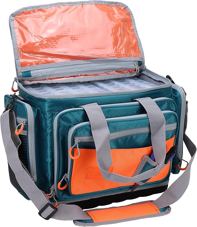 OSAGE RIVER Fishing Tackle Bag with Tackle Boxes, Saltwater Fishing Gear Bag, Tackle Box Organizer with Waterproof Non-Slip Bottom, Padded Shoulder Strap, and Fishing Pliers, Fishing Gifts for Men