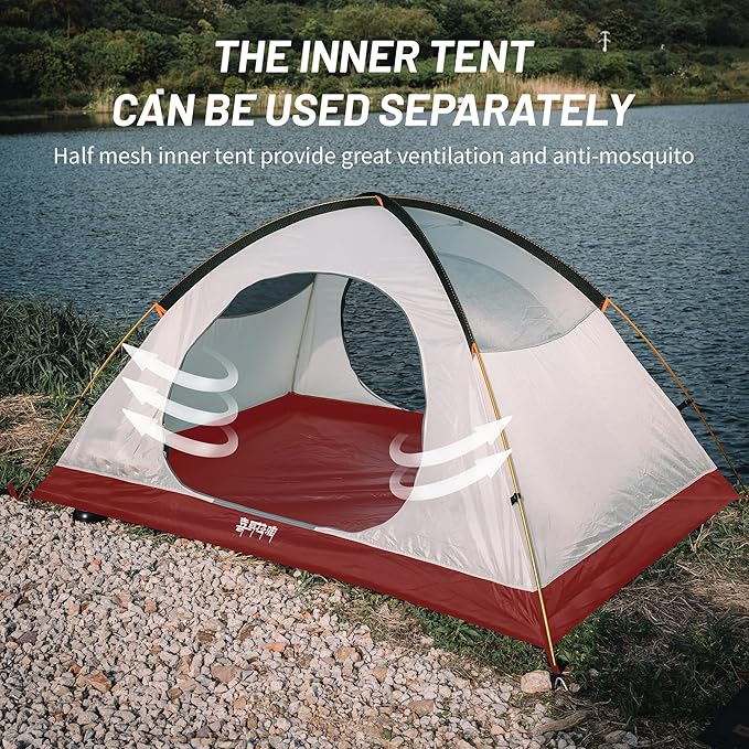 Himalaya 1/2 Person Camping Tent, 4 Season Tent Backpacking Winter Tent Waterproof Windproof Lightweight Portable PU5000 for Outdoor Camping Cold Weather Hiking Mountaineering