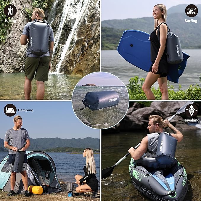 MARCHWAY Floating Waterproof Dry Bag Backpack 5L/10L/20L/30L/40L, Roll Top Sack Keeps Gear Dry for Kayaking, Rafting, Boating, Swimming, Camping, Hiking, Beach, Fishing