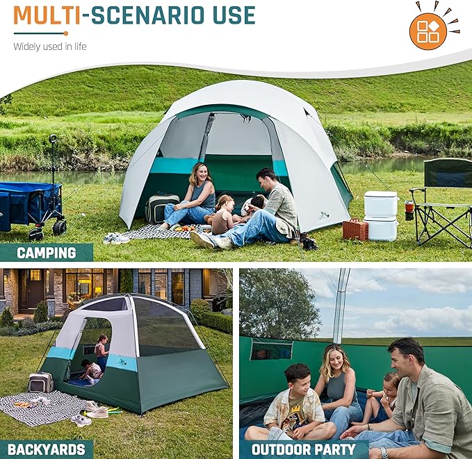 Tents for Camping 6/8/10/11 Person Large Camping Tent with Porch Big Tent with Rainfly & Reflective Windproof Rope Portable with Carry Bag for Family Camping & Hiking