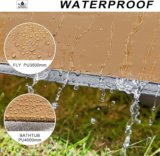 2-3 Person Tent - Waterproof Windproof 4 Season Tent for Backpacking, Hiking, Hunting, Motorcycling & Biking