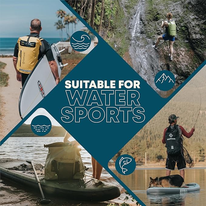 Earth Pak Waterproof Dry Bag with Zippered Pocket - Waterproof Dry Bag Backpack Keeps Gear Dry